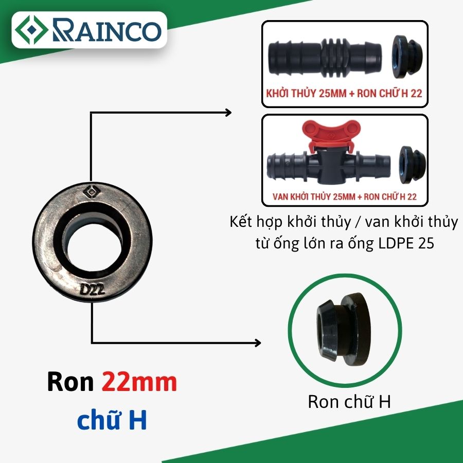 Ron chữ H 22mm